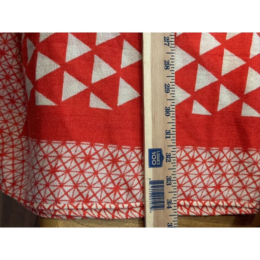 Shiraleah Chicago Tomato red & Cream Triangle  Pattern Rectangular Scarf  34
